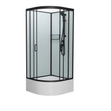 Душевая кабина Frank F400/2 М Black высокий поддон б/к..