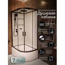 Душевая кабина Frank F412/2L Black левосторонняя высокий поддон..
