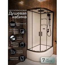 Душевая кабина Frank F412/2R Black правосторонняя высокий поддон..