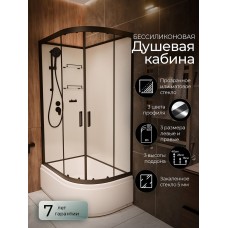 Душевая кабина Frank F412/2L Black левосторонняя высокий поддон б..